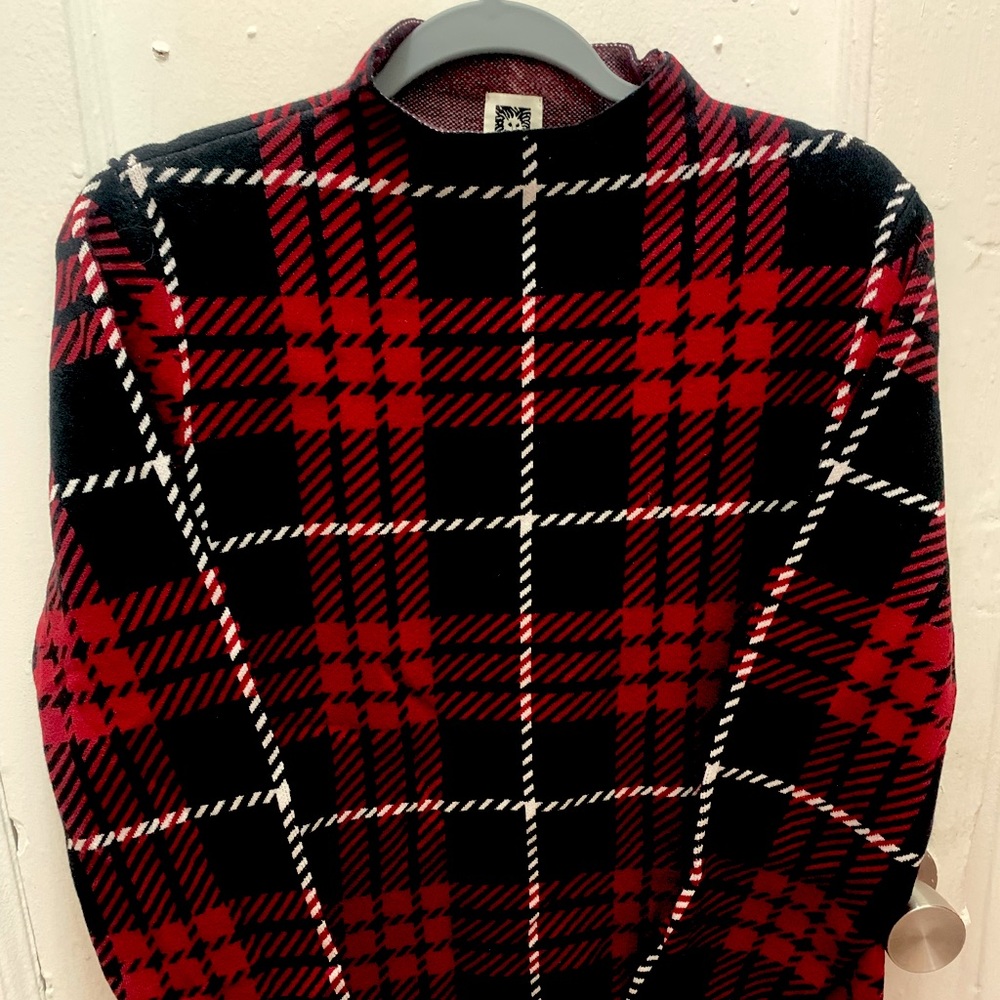 Anne Klein Plaid Mockneck Sweater